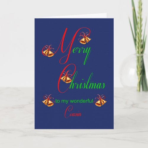 Cousin Christmas Bells Holiday Card