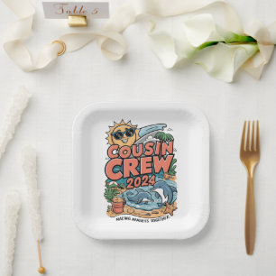 Cousin crew 2024 Summer Vacation Beach Family Trip Paper Plates