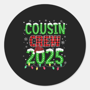 Cousin Crew 2025 Christmas Xmas Lights Santa Pajam Classic Round Sticker