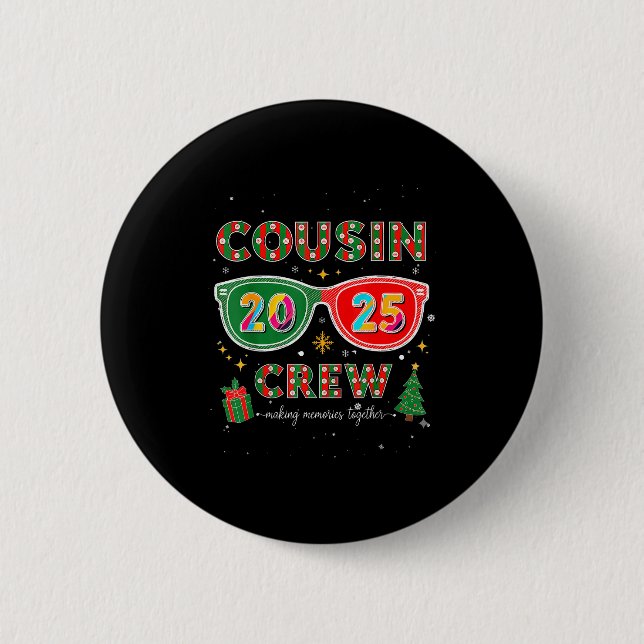 Cousin Crew 2025 Funny Christmas Matching Family P Button (Front)