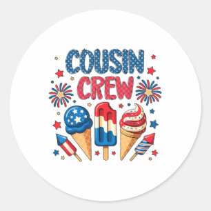 Cousin Crew 4th Of July Ice Cream Patriotic Kids B Classic Round Sticker