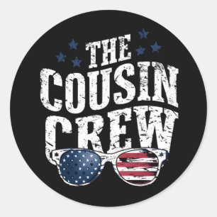 Cousin Crew 4th of July Patriotic American Family Classic Round Sticker