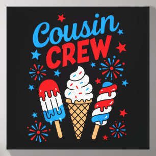 Cousin Crew 4th Of July Patriotic Kids Usa Family Canvas Photo Tile