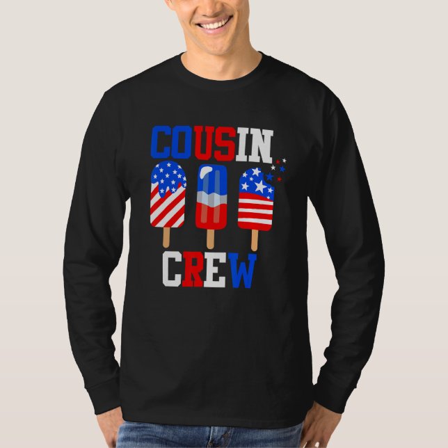 Cousin Crew 4th of July  Popsicle Us Flag Patrioti T-Shirt (Front)