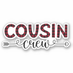 Cousin Crew Buffalo Plaid Pattern Christmas Sticker