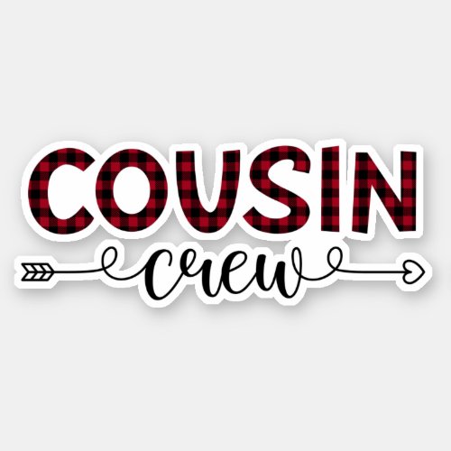 Cousin Crew Buffalo Plaid Pattern Christmas Sticker
