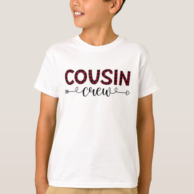 Cousin Crew Buffalo Plaid Pattern Christmas T-Shirt (Front)