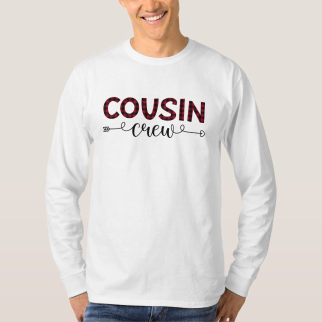 Cousin Crew Buffalo Plaid Pattern Christmas T-Shirt (Front)