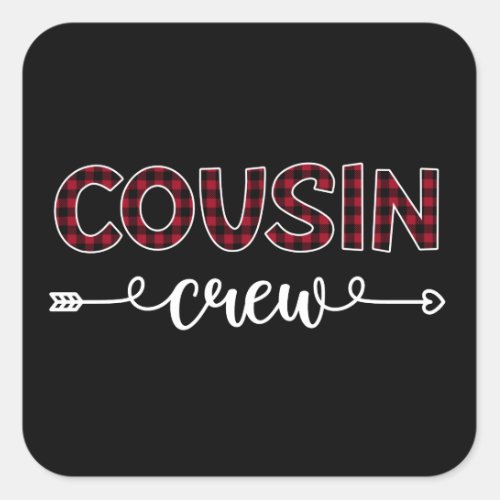 Cousin Crew Buffalo Plaid Pattern Family Christmas Square Sticker