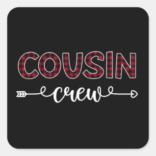 Cousin Crew Buffalo Plaid Pattern Family Christmas Square Sticker