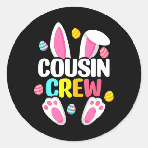 Cousin Crew Bunny Family Matching Easter Boys Girl Classic Round Sticker