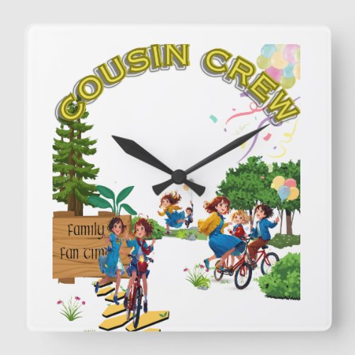 Cousin Crew Celebration Square Wall Clock