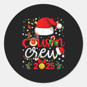 Cousin Crew Christmas 2025 Santa Kids Family Match Classic Round Sticker