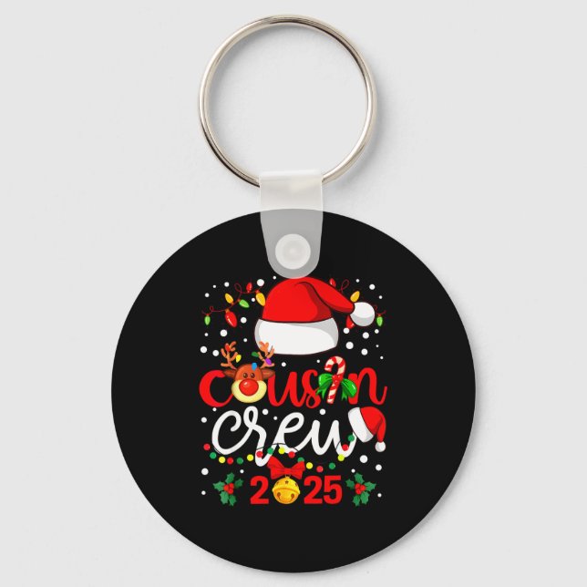 Cousin Crew Christmas 2025 Santa Kids Family Match Keychain (Front)