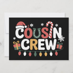 Cousin Crew Christmas Candy Cane Lights Xmas Hat Invitation