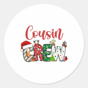 Cousin Crew Christmas Family Pajama Front And Back Classic Round Sticker
