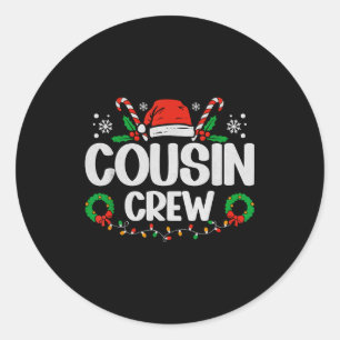 Cousin Crew Christmas Lights Family Matching Pajam Classic Round Sticker