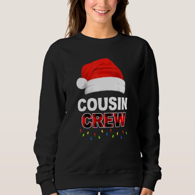Cousin Crew Christmas Lights Santa Hat Xmas Funny  Sweatshirt (Front)