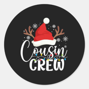 Cousin Crew Christmas Matching Xmas Lights Pajama Classic Round Sticker