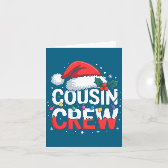 Cousin Crew Christmas Reindeer Antlers Hat Lights  Card (Front)
