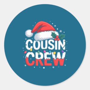Cousin Crew Christmas Reindeer Antlers Hat Lights Classic Round Sticker