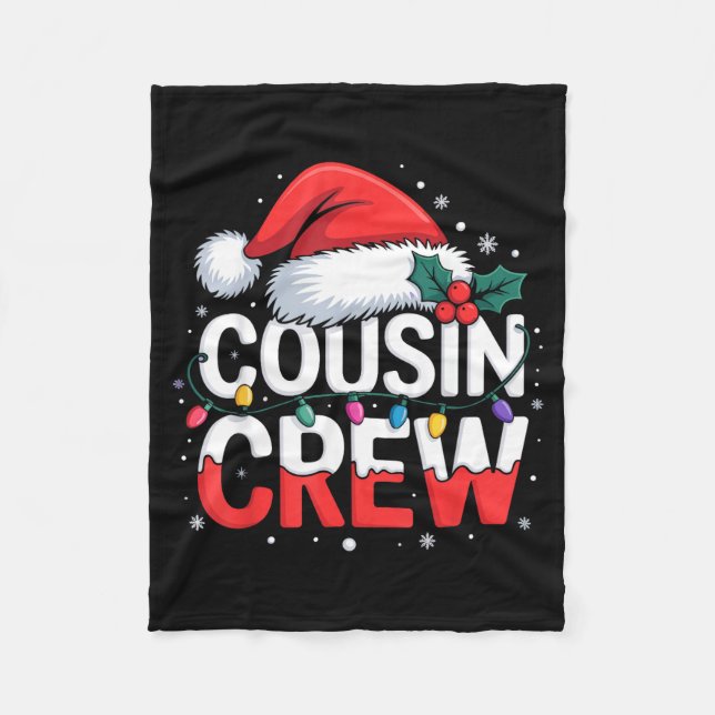 Cousin Crew Christmas Reindeer Antlers Hat Lights  Fleece Blanket (Front)
