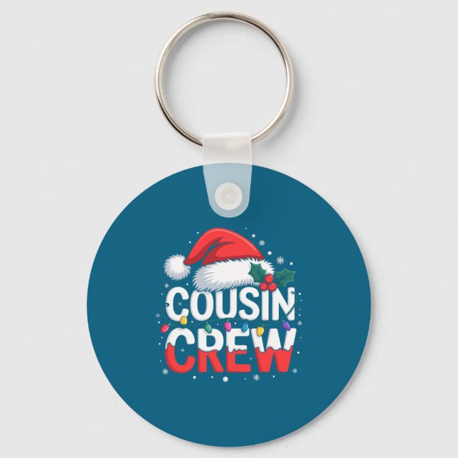 Cousin Crew Christmas Reindeer Antlers Hat Lights  Keychain (Front)