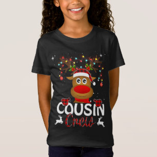 Cousin Crew Christmas Reindeer Santa Hat Matching  T-Shirt
