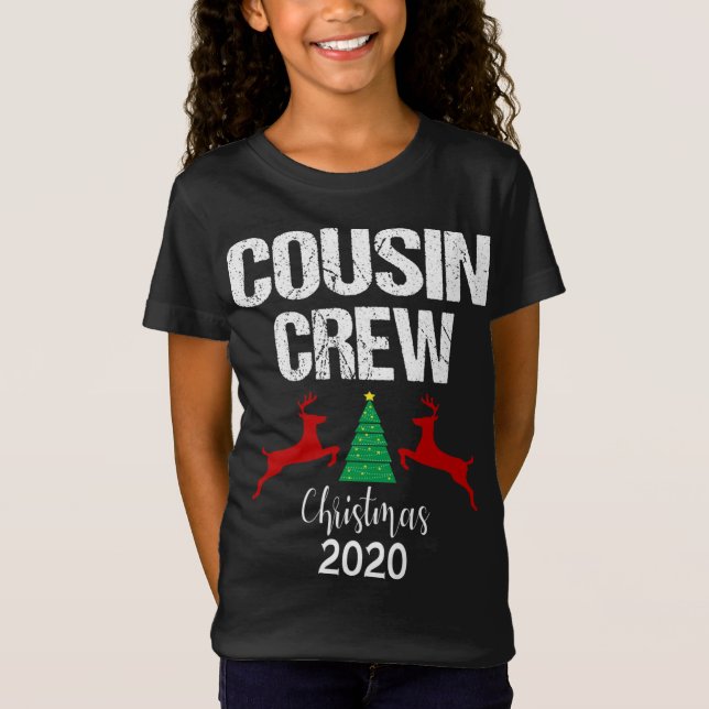 Cousin Crew Christmas Reindeer Tree Holiday T-Shirt (Front)