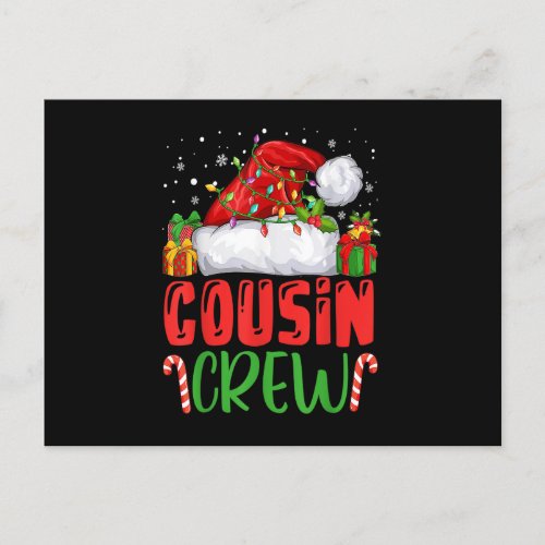 Cousin Crew Christmas Santa Hat Lights Xmas Kids B Postcard
