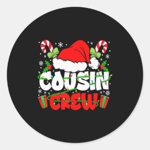 Cousin Crew Christmas Santa Hat Lights Xmas Men Bo Classic Round Sticker