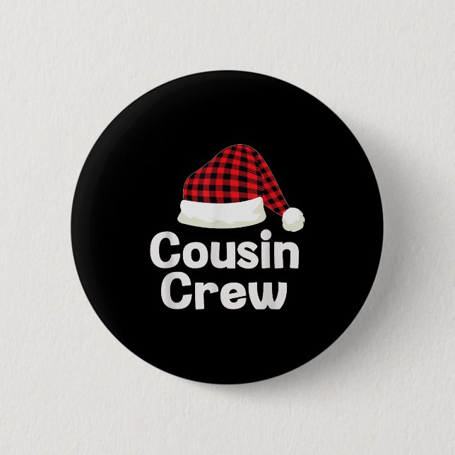 Cousin Crew Christmas Santa Hat Matching Cousins X Button (Front)