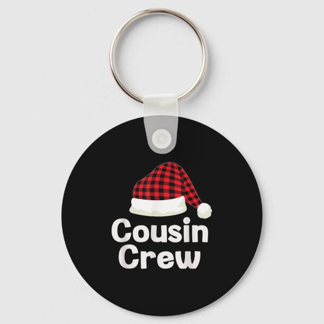 Cousin Crew Christmas Santa Hat Matching Cousins X Keychain (Front)
