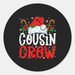 Cousin Crew Christmas Santa Hat Xmas Lights Men Bo Classic Round Sticker