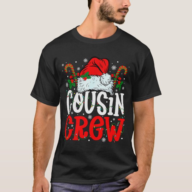 Cousin Crew Christmas Santa Hat Xmas Lights Men Bo T-Shirt (Front)