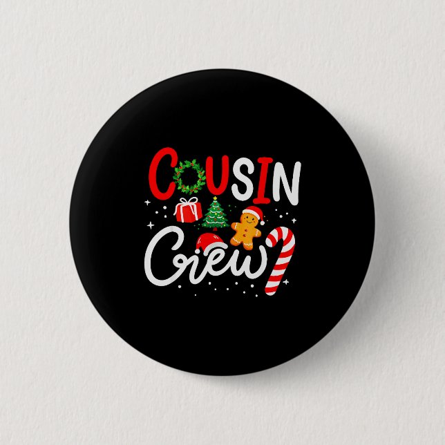 Cousin Crew Christmas Xmas Family Matching Pajamas Button (Front)