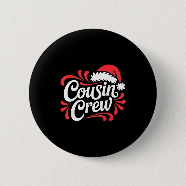 Cousin Crew Christmas Xmas Lights Family Matching  Button (Front)