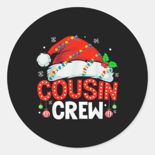 Cousin Crew Christmas Xmas Lights Family Matching Classic Round Sticker