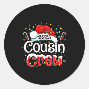 Cousin Crew Christmas Xmas Lights Family Matching Classic Round Sticker