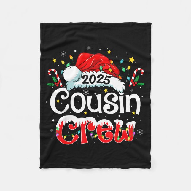 Cousin Crew Christmas Xmas Lights Family Matching  Fleece Blanket (Front)