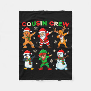 Cousin Crew Dabbing Santa Elf Friends Christmas Fu Fleece Blanket