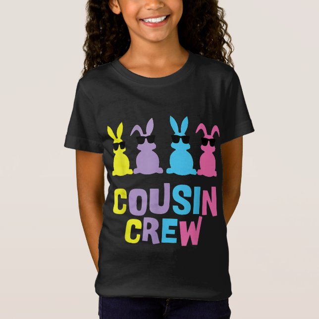 Cousin Crew Easter Bunnies Colorful Rabbits T-Shirt (Front)