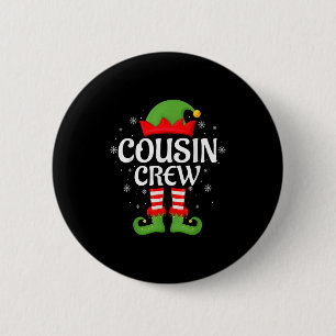 Cousin Crew Elf Xmas Matching Family Elf Squad Chr Button
