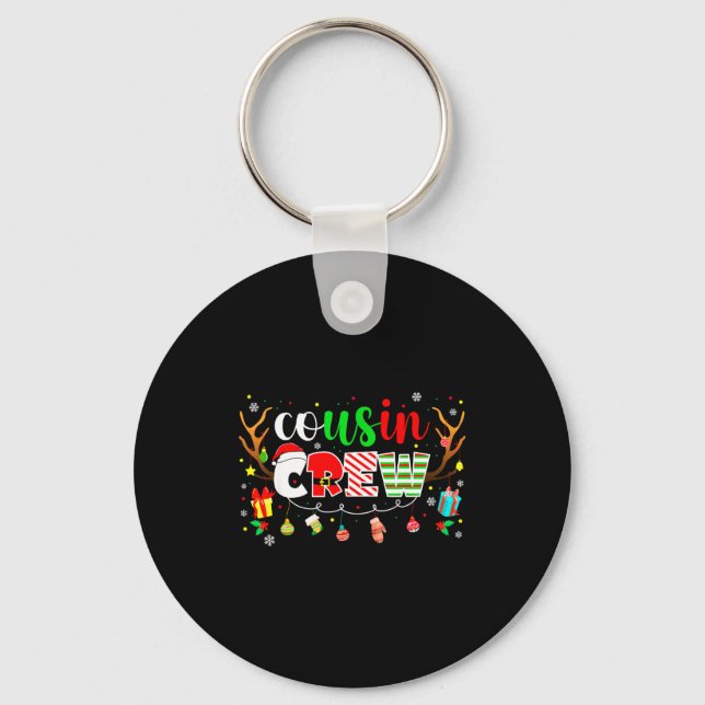 Cousin Crew Family Christmas 2025 Matching Xmas Sq Keychain (Front)