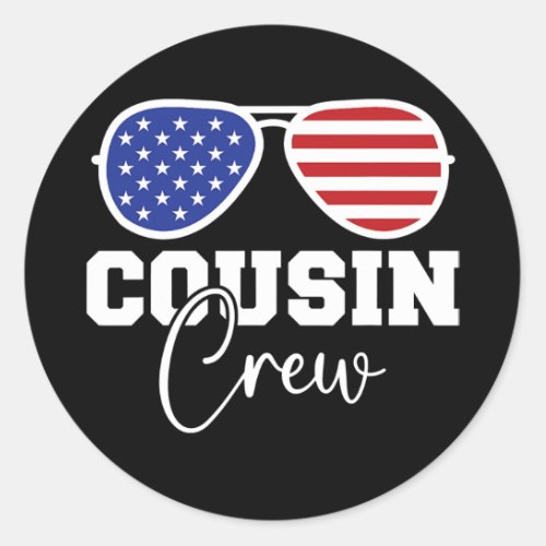 Cousin Crew Family USA American Flag Patriotic Classic Round Sticker