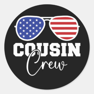 Cousin Crew Family USA American Flag Patriotic Classic Round Sticker