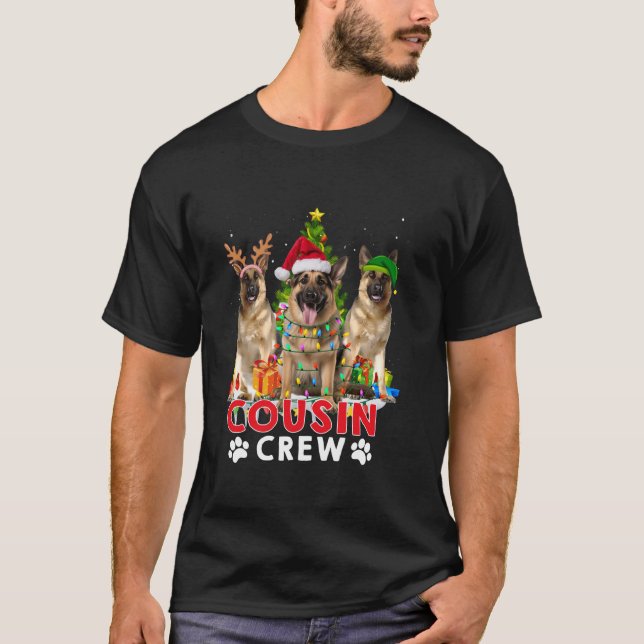 Cousin Crew German Shepherd Santa Christmas Tree X T-Shirt (Front)