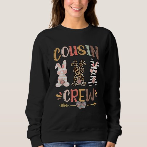 Cousin Crew Leopard Easter Bunny Rabbit Trio Cute  Sweatshirt