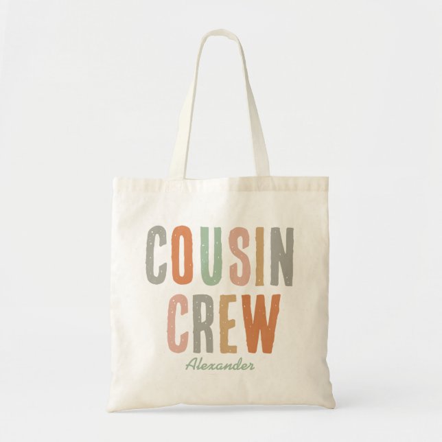 Cousin Crew Matching Boho Family Reunion Tote Bag (Front)