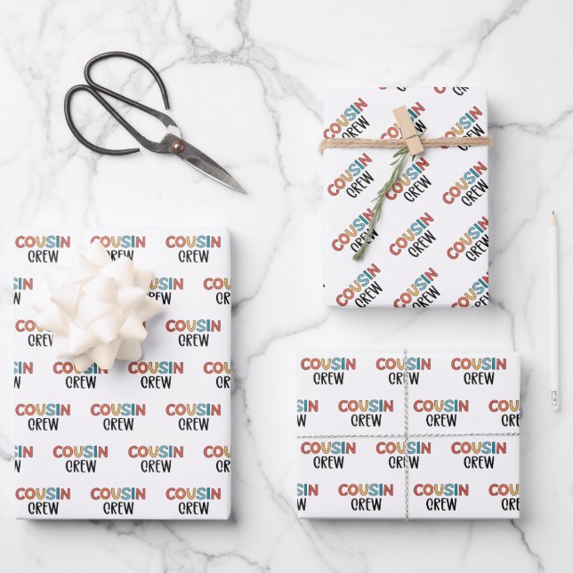 Cousin Crew Matching Cousins Cute Gift Wrapping Paper Sheets (Front)